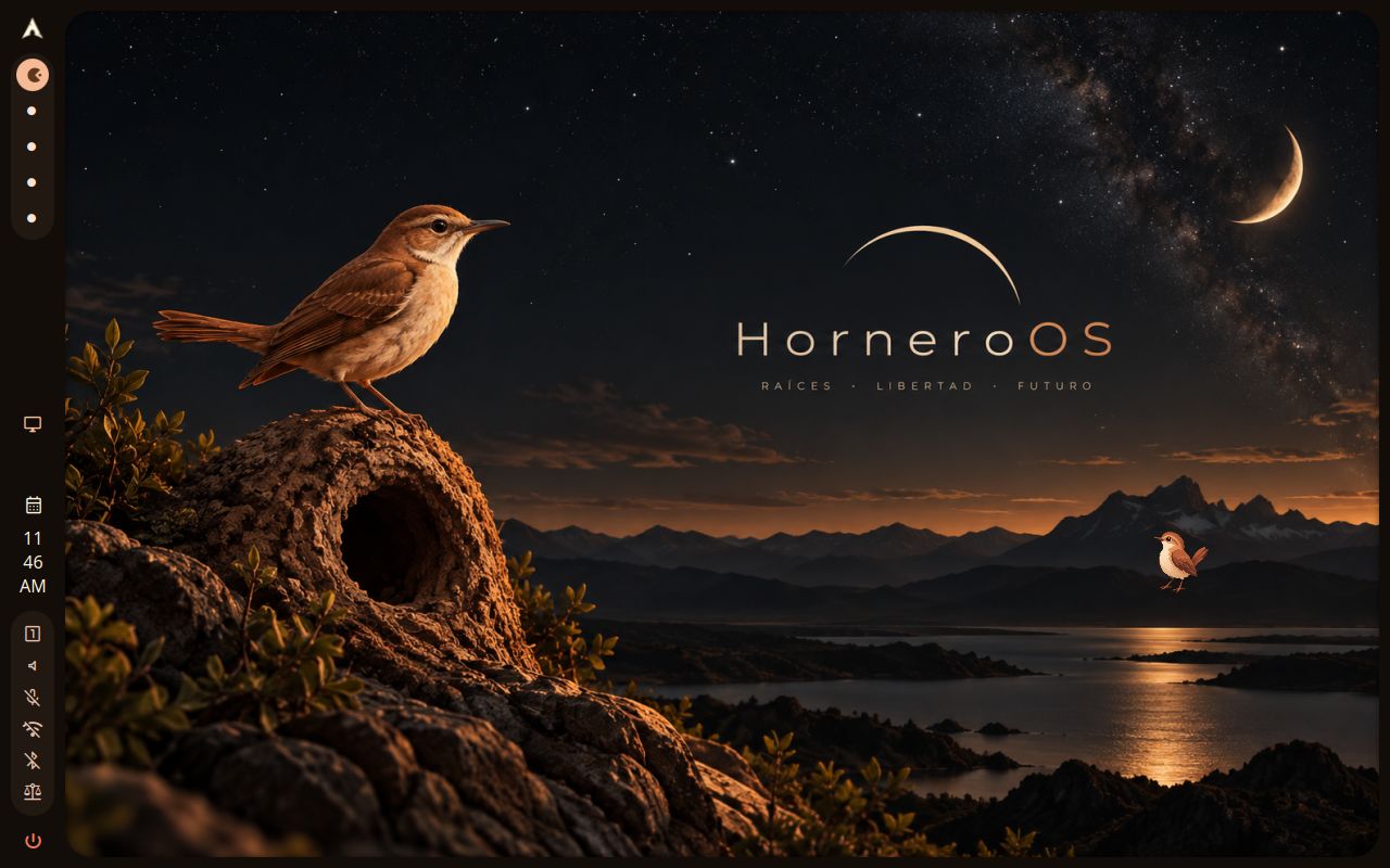 Hornero Left running in a real Hornero desktop, captured during layout acceptance.