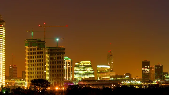 Buenos Aires after dark, a photograph of Puerto Madero, Buenos Aires, Argentina.